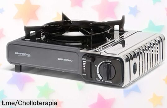 Hornillo de gas individual Campingaz Camp Bistro 3, fácil de transportar y con seguridad extra en la válvula. ¡Rebajado a precio ridículo, no te lo pierdas!