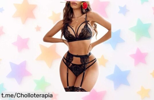 Impresionante conjunto de lencería sexy para mujer que dará chispa a tus noches con su diseño moderno a un precio rebajado. ¡No te quedes sin sentirte única!