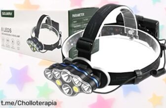 Impresionante linterna frontal recargable con 8 LED y modos varios, ¡un ofertón que se va volando! No dejes pasar esta oportunidad única para iluminar tu vida.