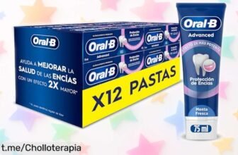 Impresionante pack de 12 pastas de dientes OralB para cuidar encías; protege todo el día con sabor a menta fresquita, ¡no te quedes sin este chollo y mantén tu sonrisa fuerte!