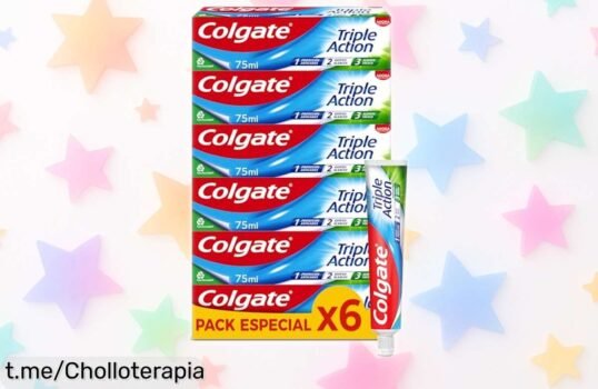 Impresionante pack de 6 pastas de dientes Colgate Triple Acción, ¡no te quedes sin tu sonrisa radiante! Apresúrate, este super chollo vuela y tú lo vales.