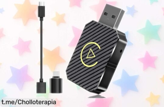 Increíble adaptador Carplay inalámbrico USB para iPhone que se conecta rápido a más de 800 coches, ¡no te quedes sin este ofertón y disfruta de su señal estable por menos!