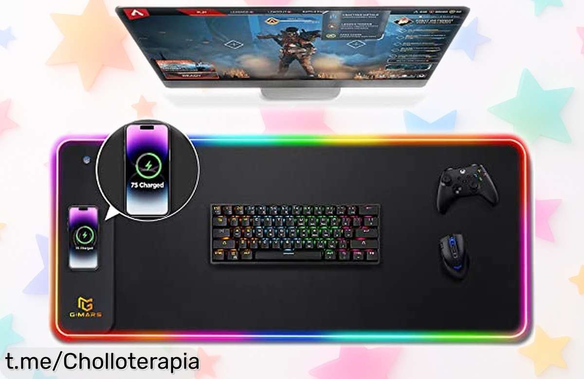 Increíble alfombrilla gamer XXL con carga inalámbrica y luces RGB personalizables; ¡oferta ridícula que vuela, actúa ya antes de quedarte sin la tuya!