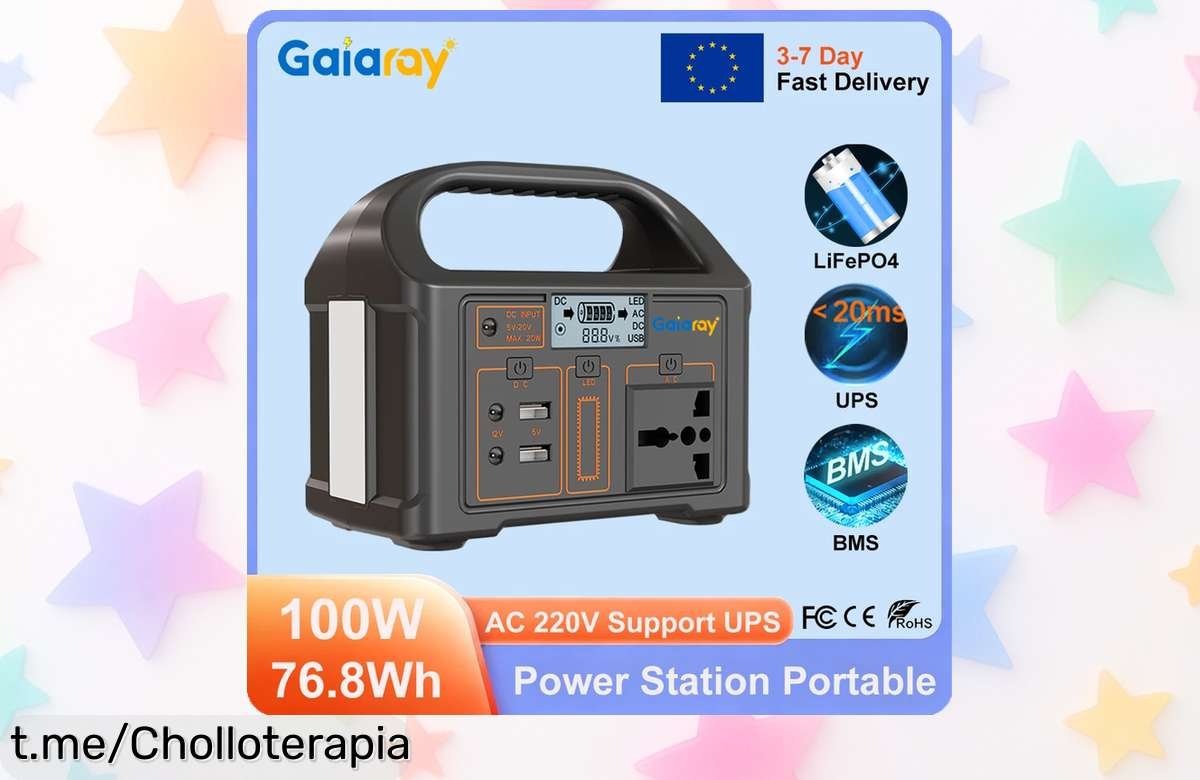 Increíble batería portátil Gaiaray 100W, ¡con un descuentazo que vuela! No te quedes sin la energía que necesitas para tus aventuras o emergencias.