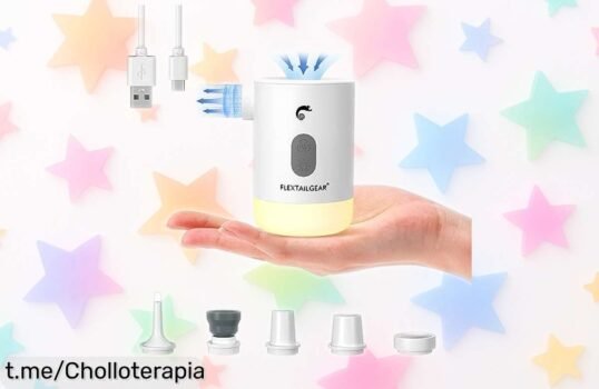 Increíble bomba de aire portátil FLExtailgear con luz y power bank a precio ridículo, perfecta para inflar todo lo que necesites en tus aventuras. ¡No te quedes sin ella!