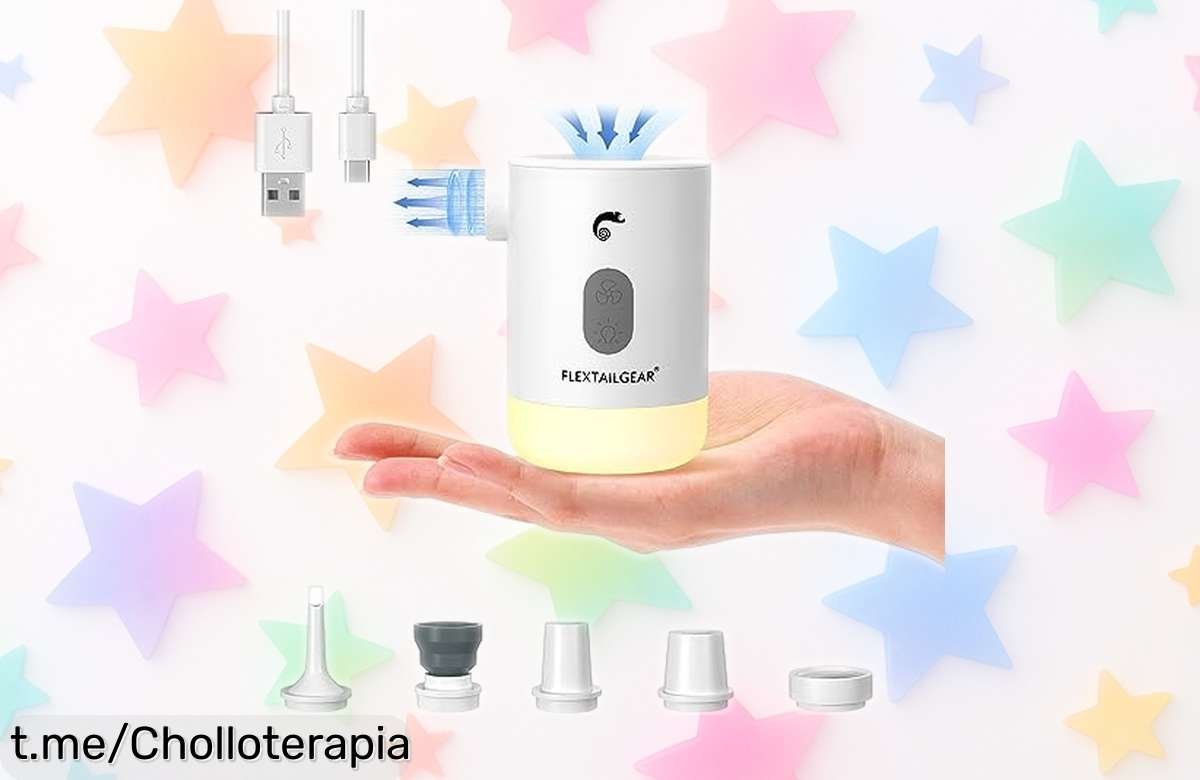 Increíble bomba de aire portátil FLExtailgear con luz y power bank a precio ridículo, perfecta para inflar todo lo que necesites en tus aventuras. ¡No te quedes sin ella!