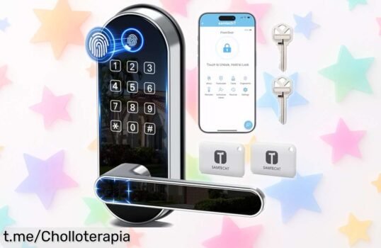 Increíble cerradura digital con huella y app para abrir tu puerta con solo un toque; ¡un chollo que vuela a este precio, no te quedes sin la seguridad que mereces!
