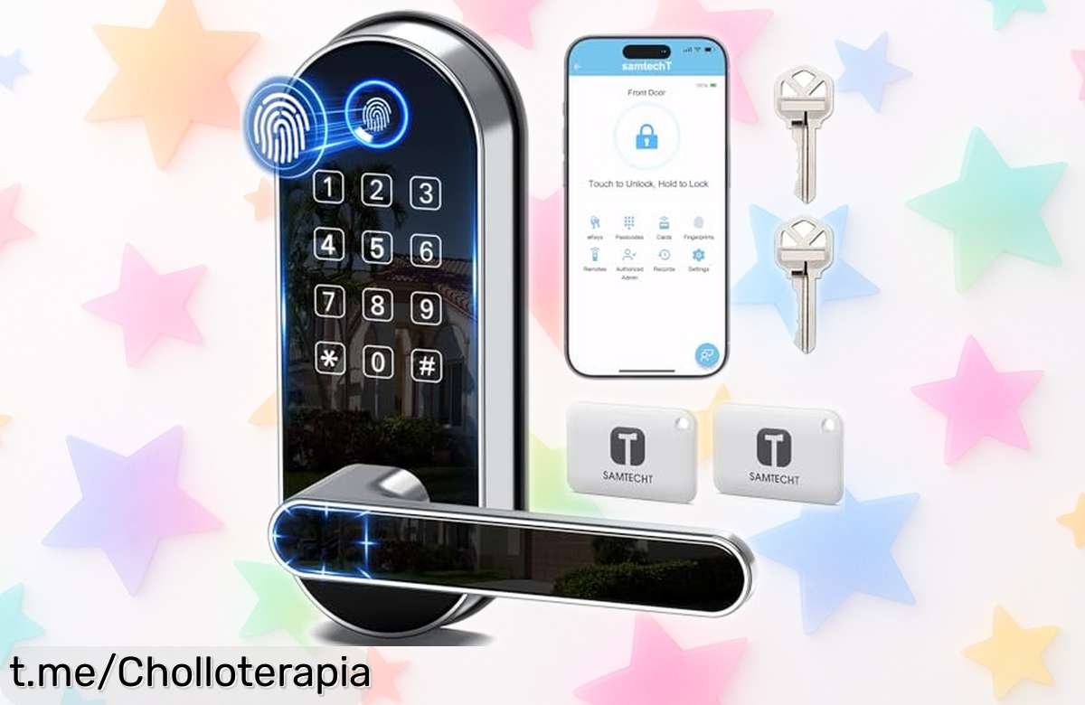 Increíble cerradura digital con huella y app para abrir tu puerta con solo un toque; ¡un chollo que vuela a este precio, no te quedes sin la seguridad que mereces!