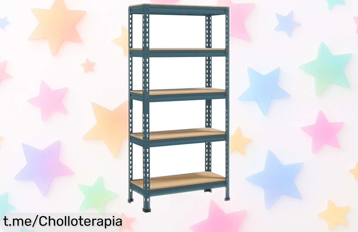 Increíble estantería metálica de 5 niveles Yaheetech para almacenar lo que quieras: montaje sin tornillos y un ofertón que vuela, ¡no te la pierdas!