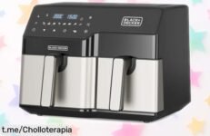 Increíble freidora de aire doble BLACK+DECKER para cocinar a lo grande y rápido, aprovechando un ofertón que no podrás dejar escapar. ¡Dale sabor a tus momentos!