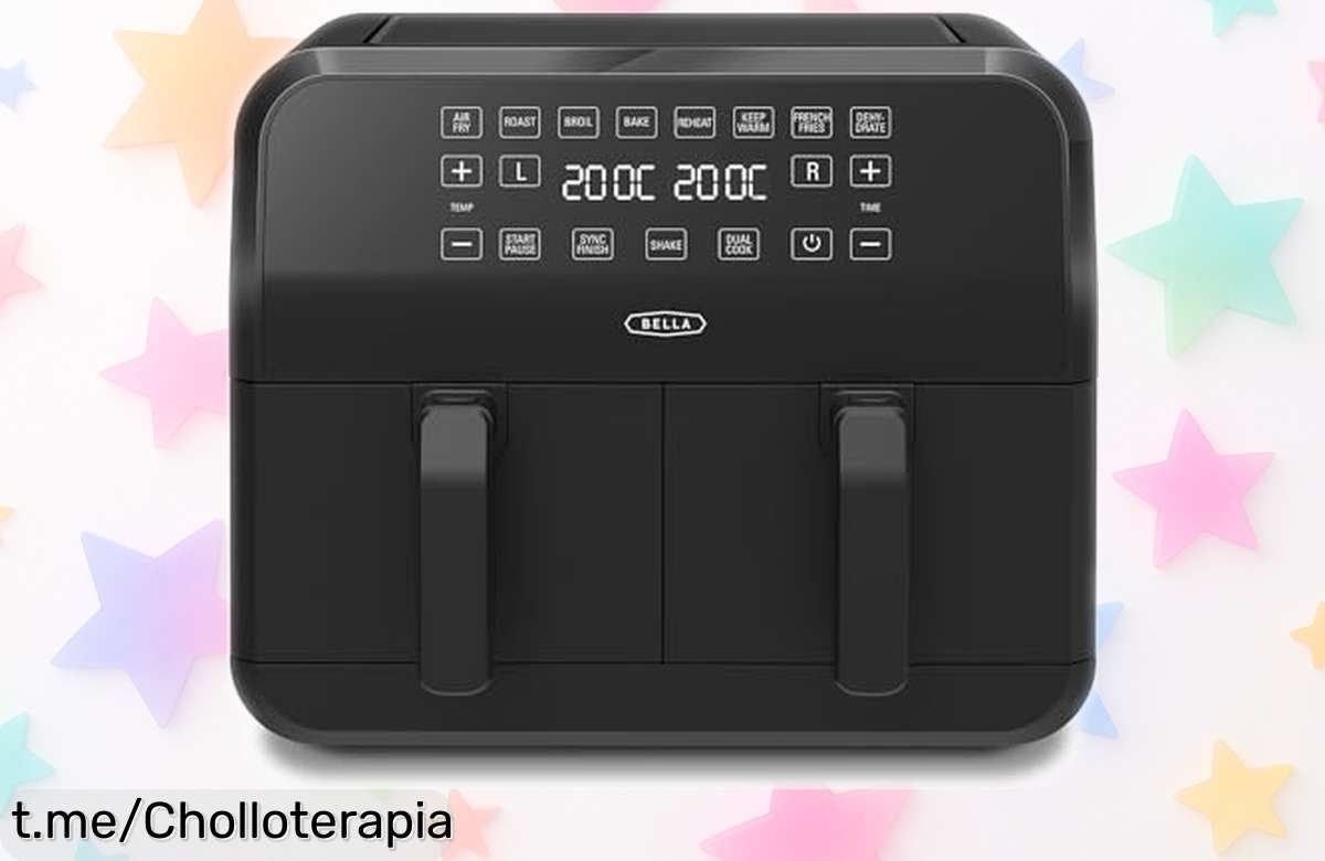 Increíble freidora de aire doble canasta de 8L con pantalla táctil, precios locos para cocinar rápido y rico; ¡prepara delicias sin complicaciones, corre que esto vuela!