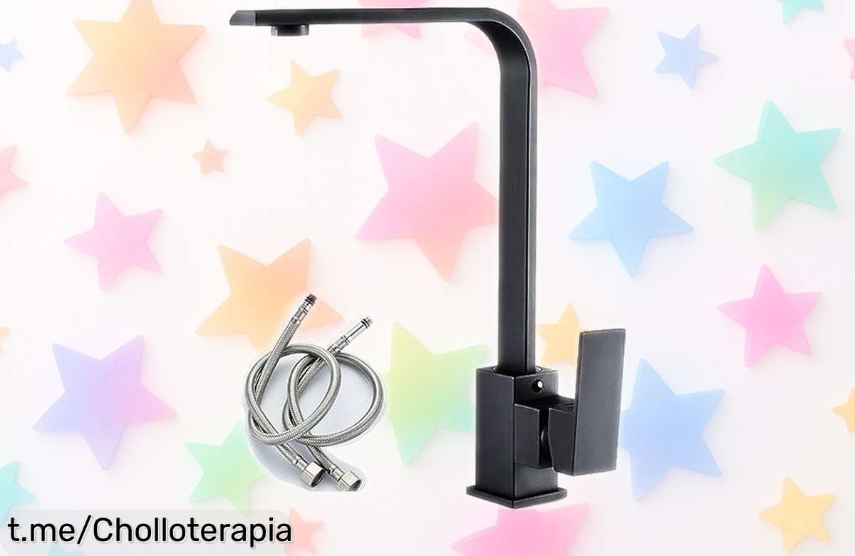 Increíble grifo de cocina con caño alto que gira 360° y ahorra agua, ¡aprovéchalo ya antes de que se acabe este super chollo para tu hogar!