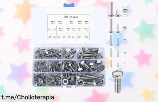 Increíble juego de 180 pernos, tuercas y arandelas hexagonales M4M10 a un precio de ganga que vuela: ¡ordena tu caja de herramientas y consigue lo que necesitas ya!