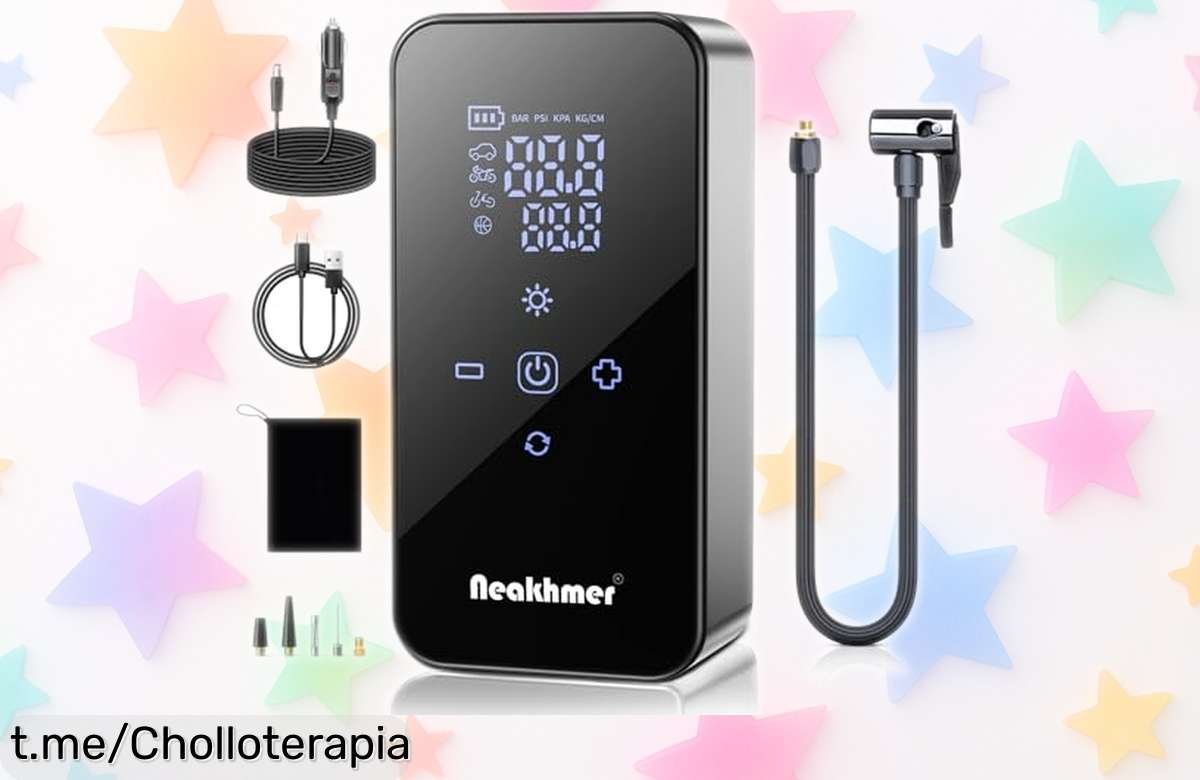 Increíble mini compresor portátil que infla ruedas de coche, bici o moto ¡ilusiones cumplidas y precio rebajado! No dejarás pasar esta oportunidad para disfrutar de su rapidez.