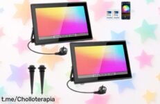 Increíble pack de 2 focos LED RGB T SUN para exterior con control a app y mando; un ofertón que se vuela, ¡no te quedes sin iluminar tu vida al ritmo de la música!