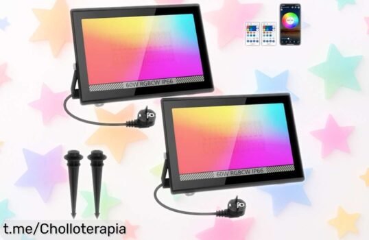 Increíble pack de 2 focos LED RGB T SUN para exterior con control a app y mando; un ofertón que se vuela, ¡no te quedes sin iluminar tu vida al ritmo de la música!