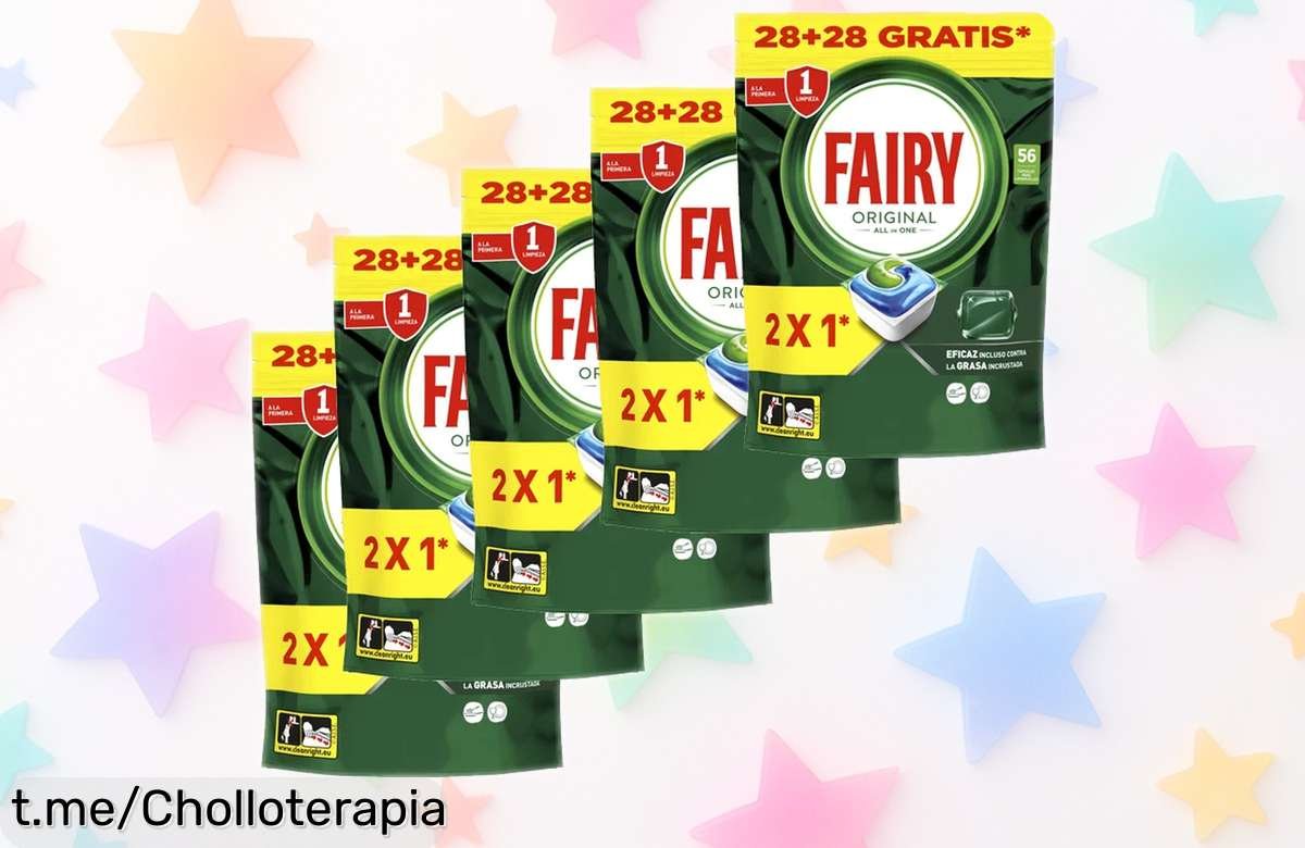 Increíble pack de 5 bolsas con 280 cápsulas Fairy Original Todo En Uno: ¡olvídate de fregar a mano y disfruta del aroma fresco! Aprovecha este descuentazo antes que se agote.