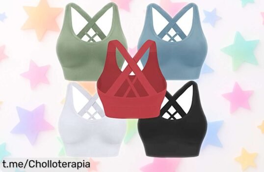 Increíble pack de 5 sujetadores deportivos Evercute, perfecto para moverte al ritmo que quieras. ¡Aprovecha este ofertón a precio ridículo antes de que se acaben!