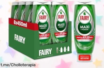 Increíble pack de 8 uds de Fairy Maxi Poder, el lavavajillas que elimina la grasa sin frotar y huele a fresquito; ¡rebajado tan brutal que vuela!