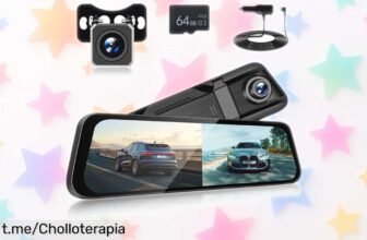 Increíble retrovisor con cámara y pantalla táctil de 9,66’’, ¡ofertón imperdible! Captura todo en HD, visión nocturna y memoria de 64 GB gratis. Corre antes que se agote esta ganga.