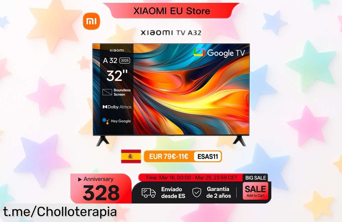 Increíble tele de 32 pulgadas Xiaomi con pantalla supercolorida, sonido Dolby y descuento tremendo, ¡no te quedes sin tu cine en casa!