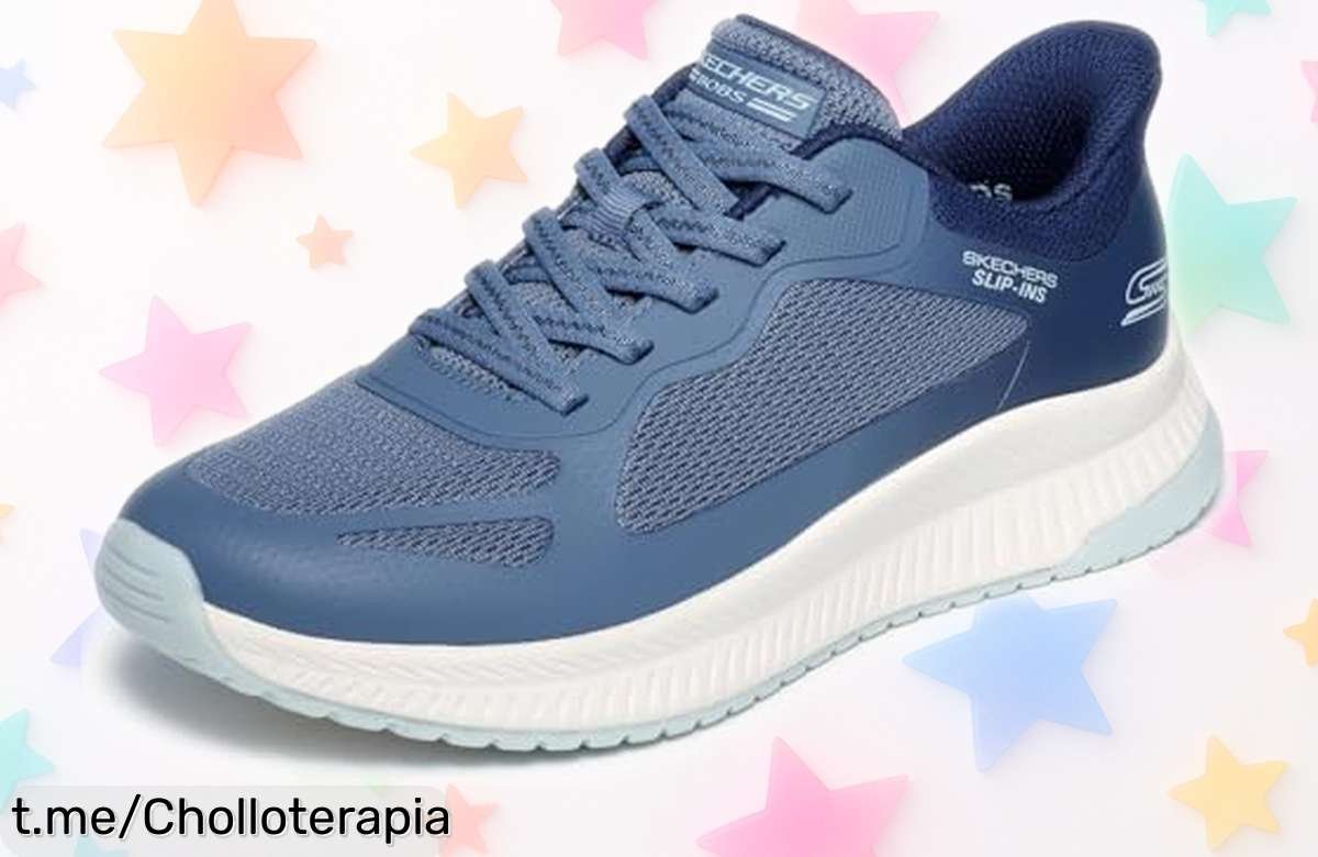 Increíbles zapatillas Skechers Bobs Squad 4 Staple Look que protegen tu talón y se limpian al instante, ¡ahora a un precio que te hará sonreír!