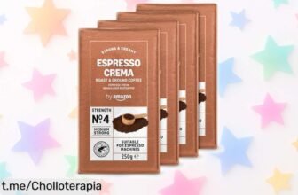 Irresistible pack de 4 cafés molidos Natural Espresso by Amazon, sabor intenso y toque de chocolate, ¡rebajado a un precio loco que volará rápido! No te lo quedes sin probar.