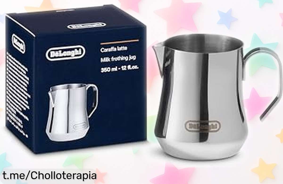 Jarra espumadora de leche De’Longhi DLSC060 en acero inoxidable a un precio loco, crea espuma perfecta y deslumbra con tus diseños latte art ¡No esperes más, disponible por poco tiempo!