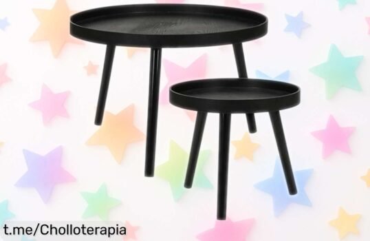 Juega con estilo: set de 2 mesas auxiliares redondas para casa, ofertón único que vuela por su precio loco y diseño moderno. ¡No dejes pasar esta oportunidad o te quedarás sin ellas!