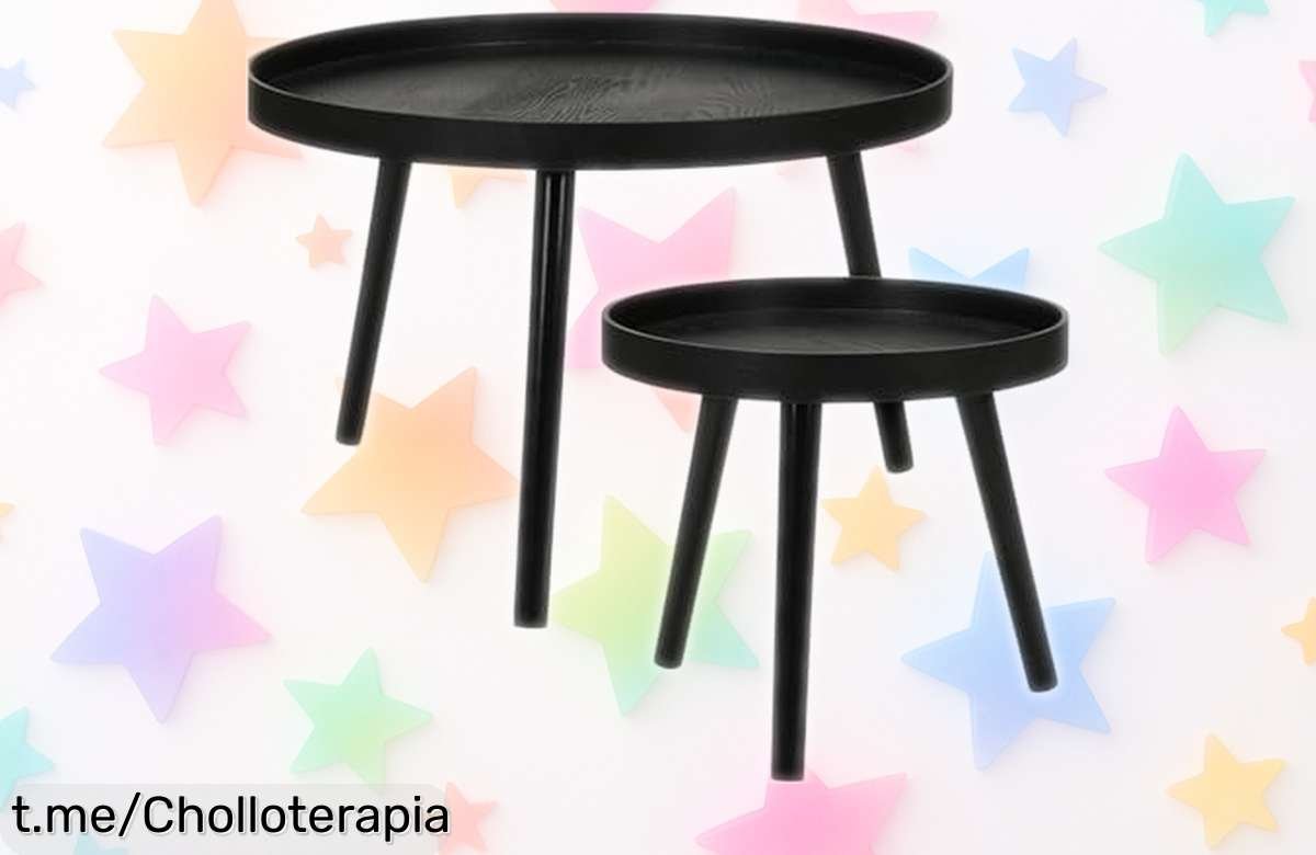 Juega con estilo: set de 2 mesas auxiliares redondas para casa, ofertón único que vuela por su precio loco y diseño moderno. ¡No dejes pasar esta oportunidad o te quedarás sin ellas!