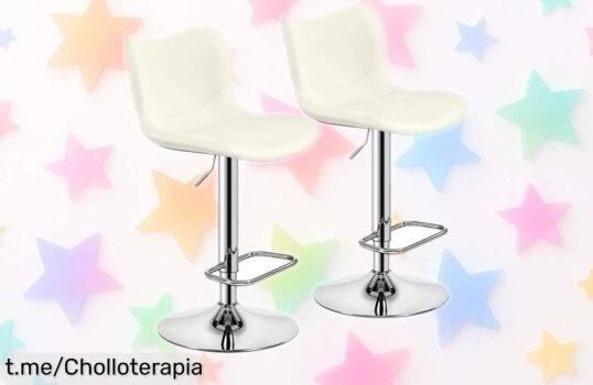 Juego de 2 taburetes giratorios Yaheetech con respaldo y altura ajustable, ideal para tu barra: robustos y a un precio loco que se agota rápido, ¡no te los pierdas!