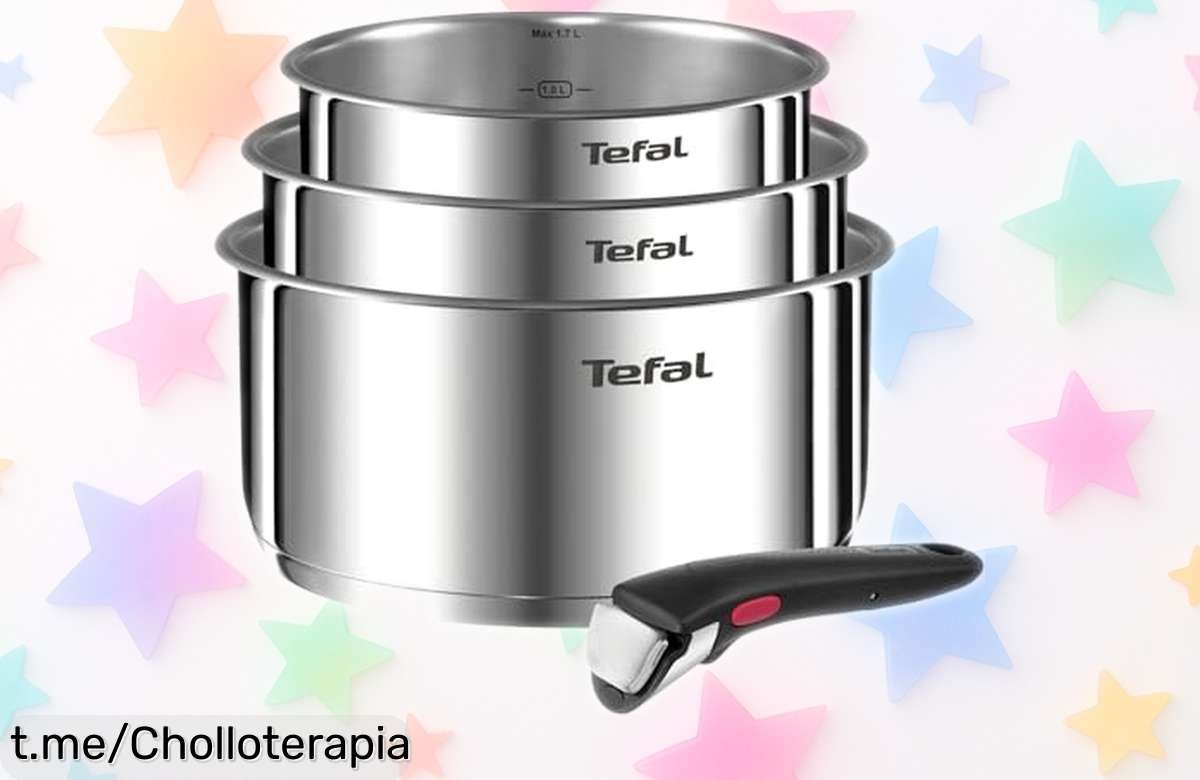 Juego de 3 cazos Tefal Ingenio Emotion en oferta: diseño apilable que ahorra espacio y mango extraíble. ¡Renueva tu cocina ya con este chollazo revelador!