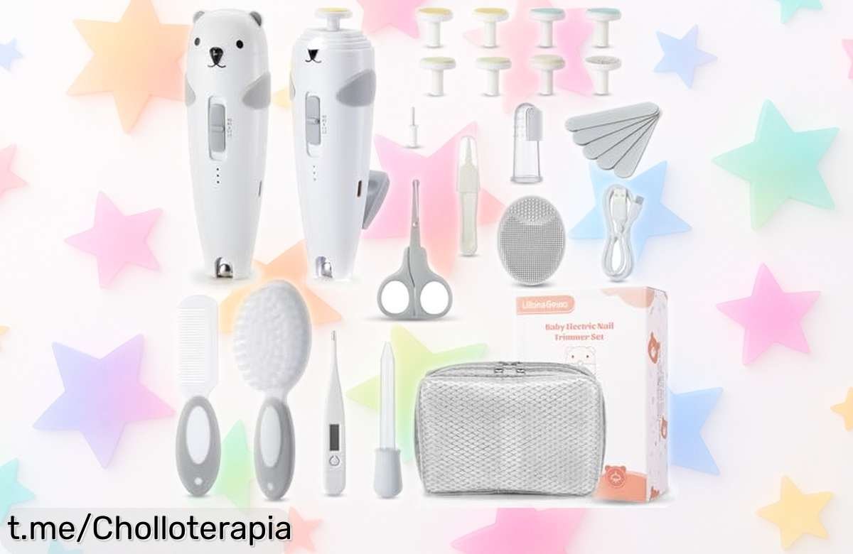 Kit completo para cuidar las uñas del bebé con lima eléctrica silenciosa y LED, ¡super chollo que se va volando! Dale a tu pequeño el cuidado que merece mientras cuidamos de su descanso.