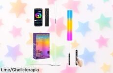 Lámpara de pie LED OUTON que cambia de color y se mueve con la música, ¡ahora a un precio regalado! Dale un toque especial a tu hogar y sorpréndete hoy mismo.