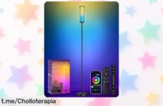 Lámpara de pie OUTON con 16 millones de colores y control por app a un precio que asombra, ilumina tus noches y llena tu hogar de magia ya mismo.