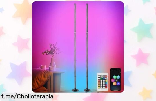 Lámparas de pie LED Aourow en pack de 2 que iluminan tu vida con música y colores infinitos, ¡ya no hay excusas para darle estilo a tus noches! Grabalas antes de que vuelen.