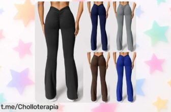 Leggings de microcuerno para mujer con cintura alta y espalda en V, ¡un chollazo ajustado que transforma tu look diario y te motiva a moverte ya!