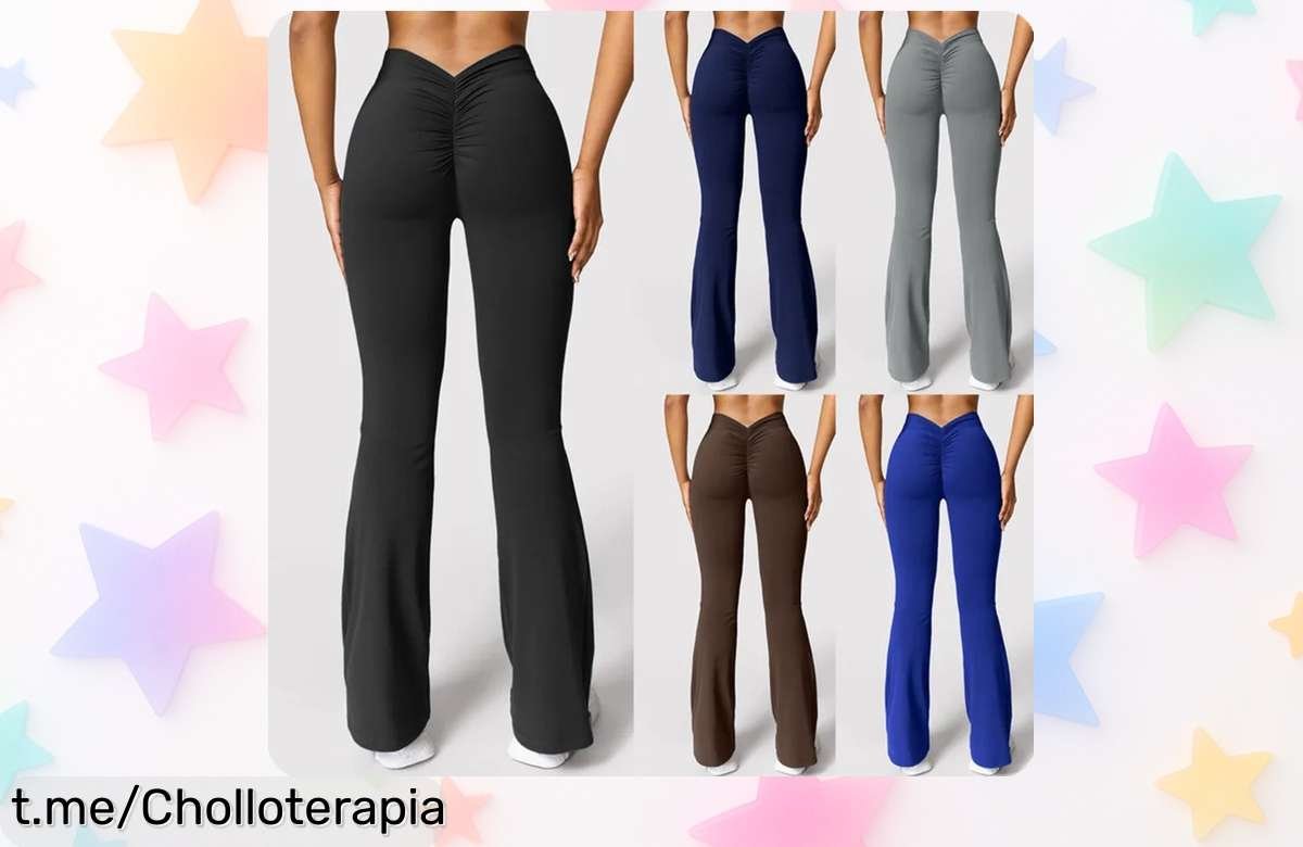 Leggings de microcuerno para mujer con cintura alta y espalda en V, ¡un chollazo ajustado que transforma tu look diario y te motiva a moverte ya!