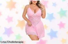 Lencería sexy plus size con tirantes ajustables, un pedazo de elegancia a precio de ganga que te hará sentir única y lista para brillar en esas noches especiales.