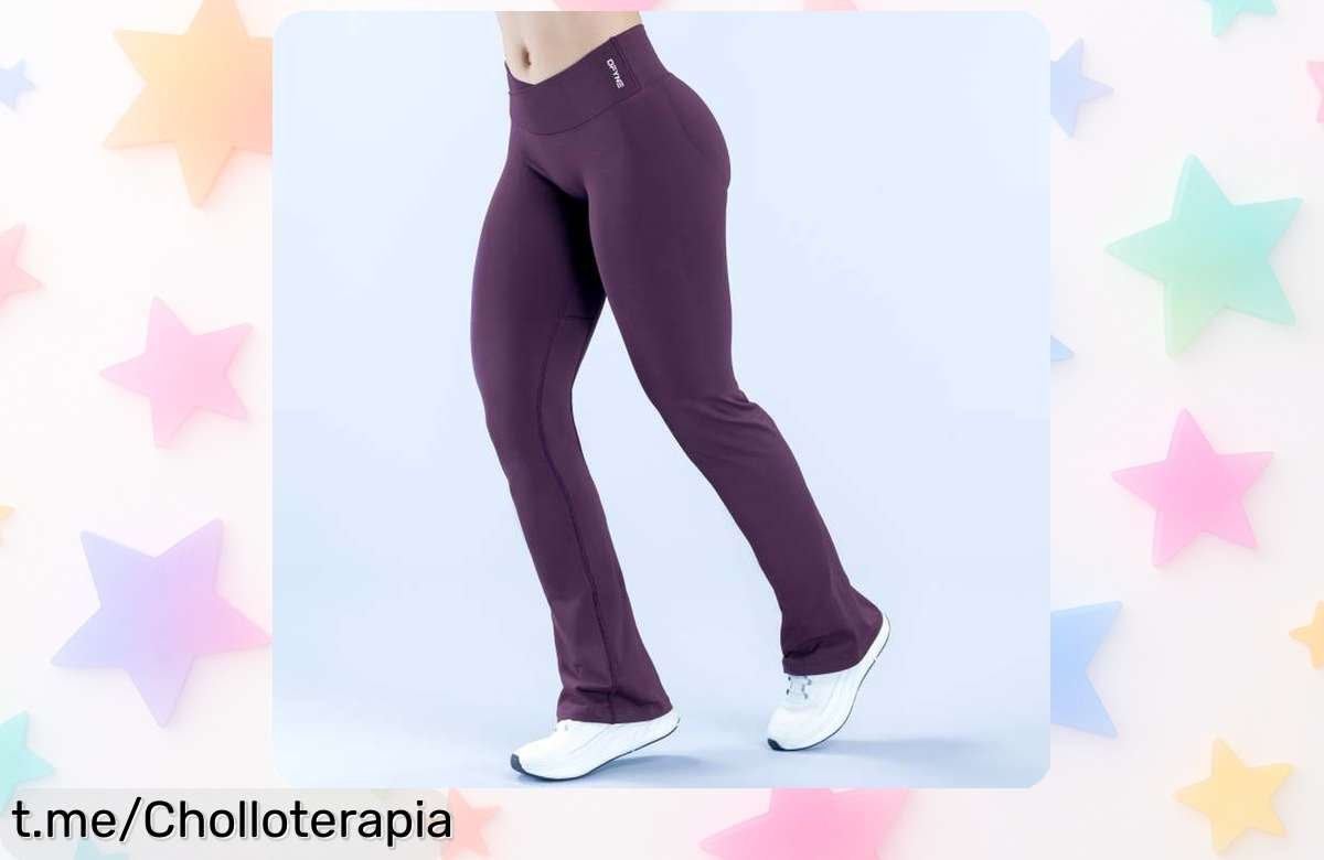 Ligeros y cómodos leggings deportivos DFYNE Vision Flares de pierna ancha y cintura alta cruzada, ¡llevan un precio tremendo que no querrás dejar pasar!