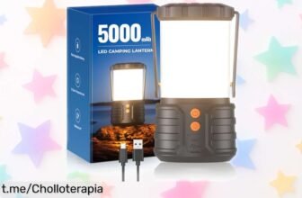 Linterna de camping recargable con batería de 5000 mAh: potente, resistente y ahora a un precio increíble que necesitas en tu próxima aventura ¡No te lo puedes perder!