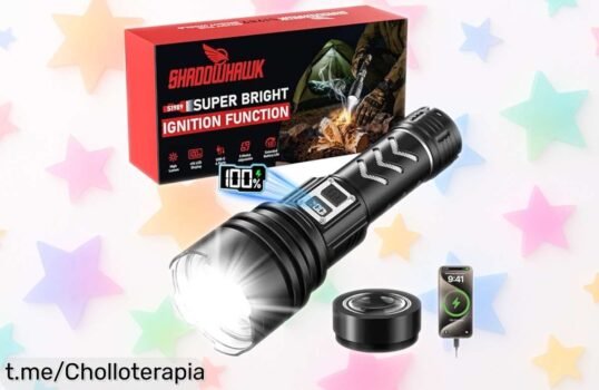 Linterna táctica recargable Shadowhawk: ¡Un ofertón explosivo con 1 millón de lúmenes! No te quedes sin la tuya antes de que se agote. La oscuridad no tiene oportunidad.