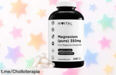 Magnesio puro 350 mg en cápsulas veganas de HIVITAL, ¡rebajado a un precio de locos! Potencia tu energía diaria y asegura el tuyo antes de que se agoten.