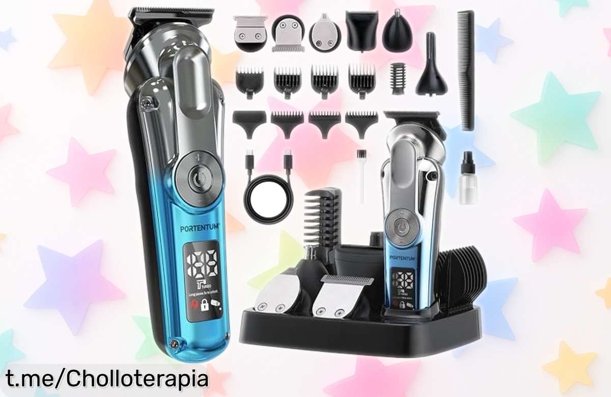 Maquina de cortar pelo Portentum con 6 cabezales y carga rápida USBC, ¡super chollo a precio de escándalo que no puedes dejar pasar! ¡Corta antes de que se agote!