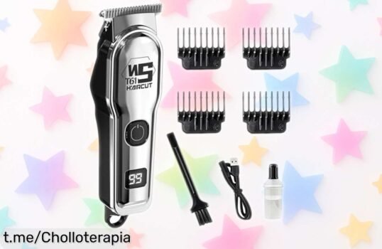 Máquina para cortar pelo de hombre recargable con cuchillas de titanio, un ofertón brutal que no encontrarás dos veces ¡Corre antes de que se agoten!
