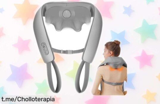Masajeador cervical y de espalda KNQZE con calefacción 4D, alivia tensión como un experto. ¡No te pierdas este chollo total que vuela!