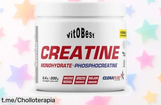 Maximiza tu rendimiento con creatina monohidrato Clonapure® Vitobest, ¡un ofertón que vuela! Siente la potencia sin líos y únete a los celíacos que ya lo disfrutan.