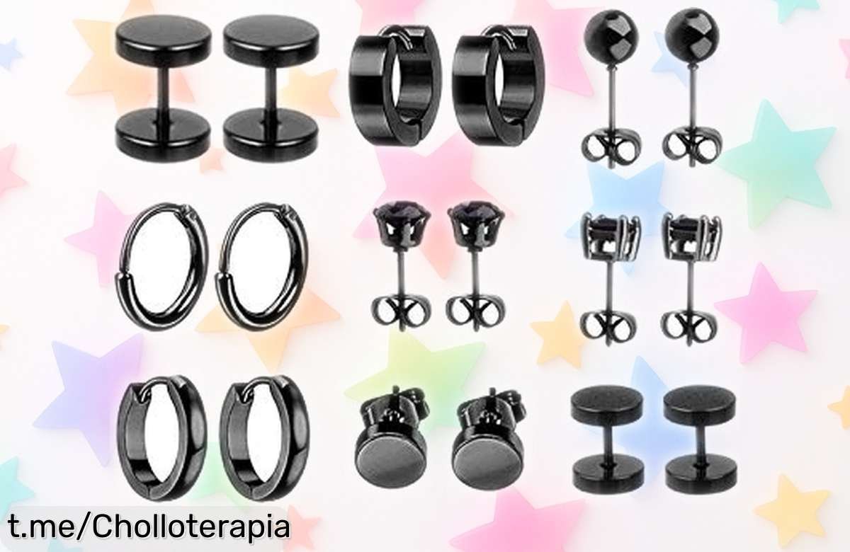 Mega pack de 9 pares de pendientes JZZJ para hombre y mujer, a un precio que sorprende… ¡no te quedes sin los tuyos antes que se agoten!