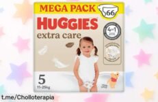 Mega pack de pañales Huggies Extra Care para bebé, ¡rebaja brutal que no te puedes perder! Cuida su piel y aprovecha antes de que se agoten.