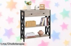 Mesa de consola recibidor de 3 niveles Yaheetech, un ofertón increíble a precio tirado, ¡perfecta para darle estilo a tu entrada y hacerlo más acogedor!